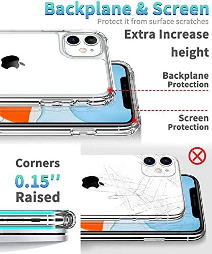Musment תואם למארז ה- iPhone 11 [סדרת כריות אוויר] עם [2 x מגן מסך זכוכית מזג] [כיתה צבאית], 15ft. טיפה